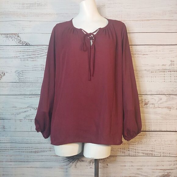Pleione Women's Blouse in Burgundy - Picture 2 of 6